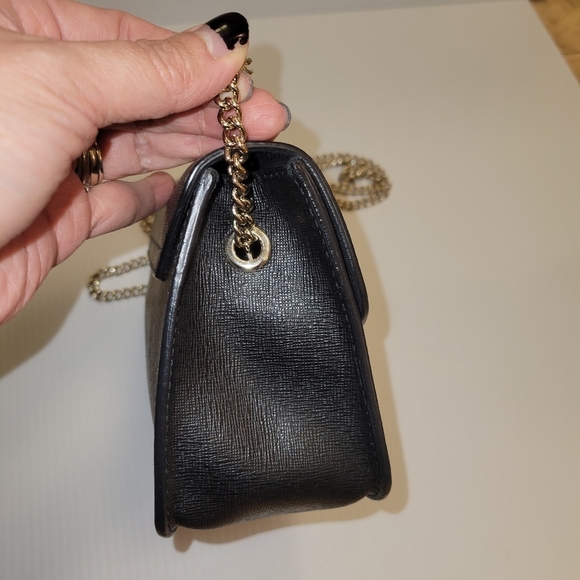 Furla mini metropolis bag purse  gold chain strap black leather - Picture 3 of 12